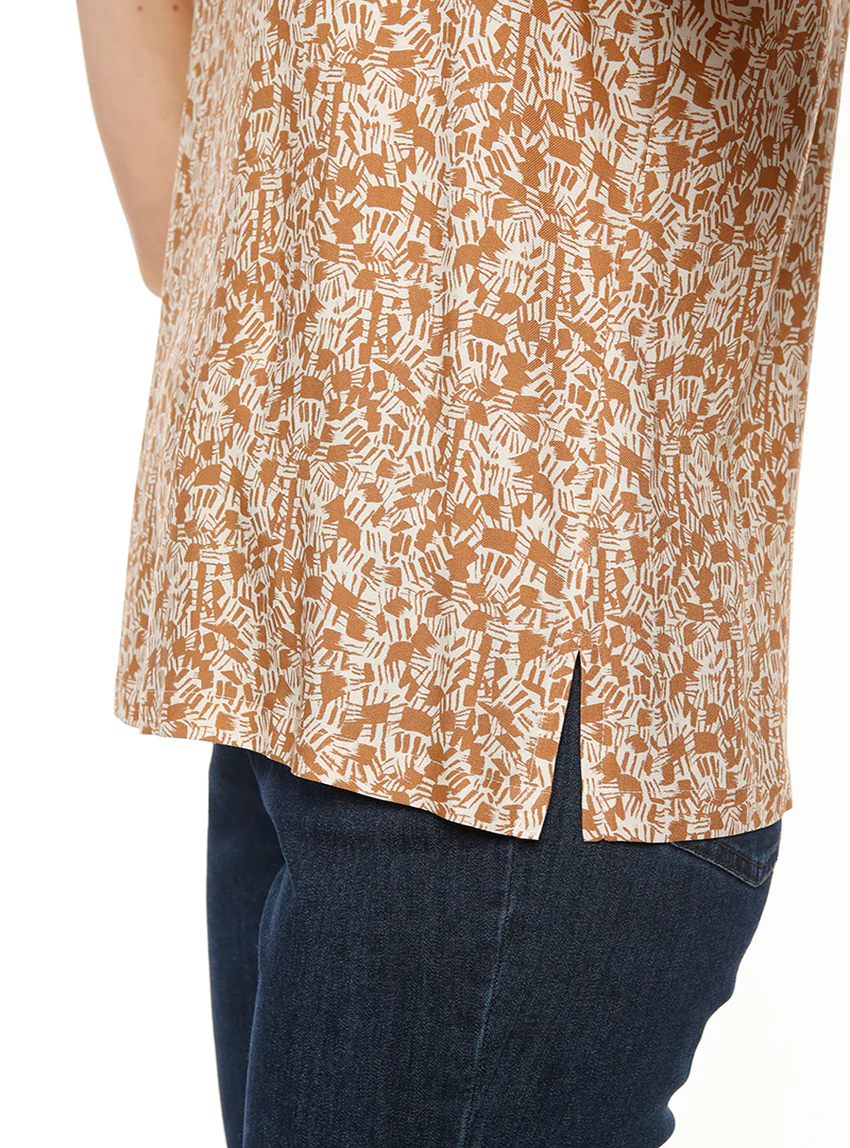 Blouse femme en viscose beige camel
