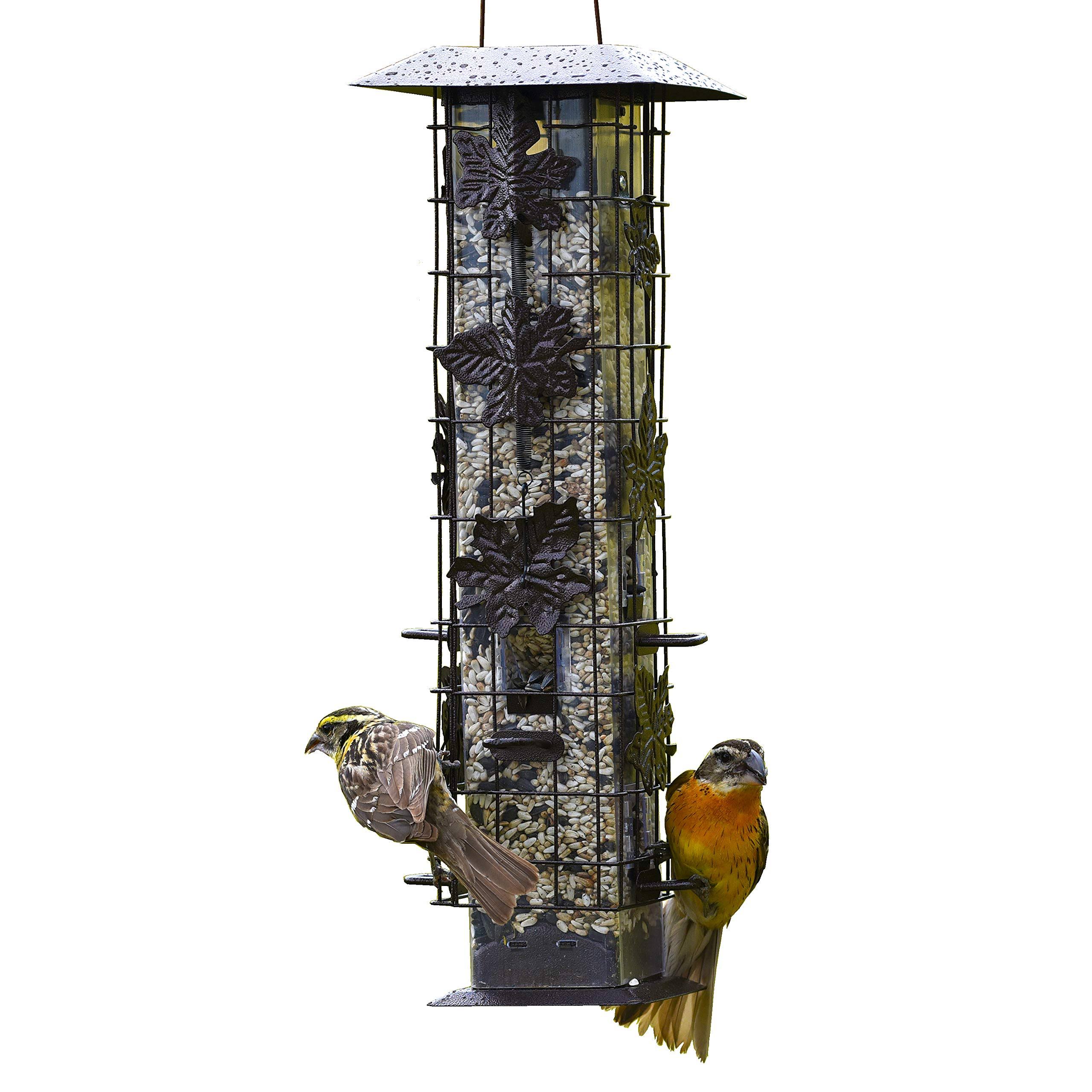 Perky-pet 336-1sr Squirrel-Be-Gone Bird Feeder, 2lb Squirrel Proof Outdoor Wild Bird Feeder with Weight-Activated Perches