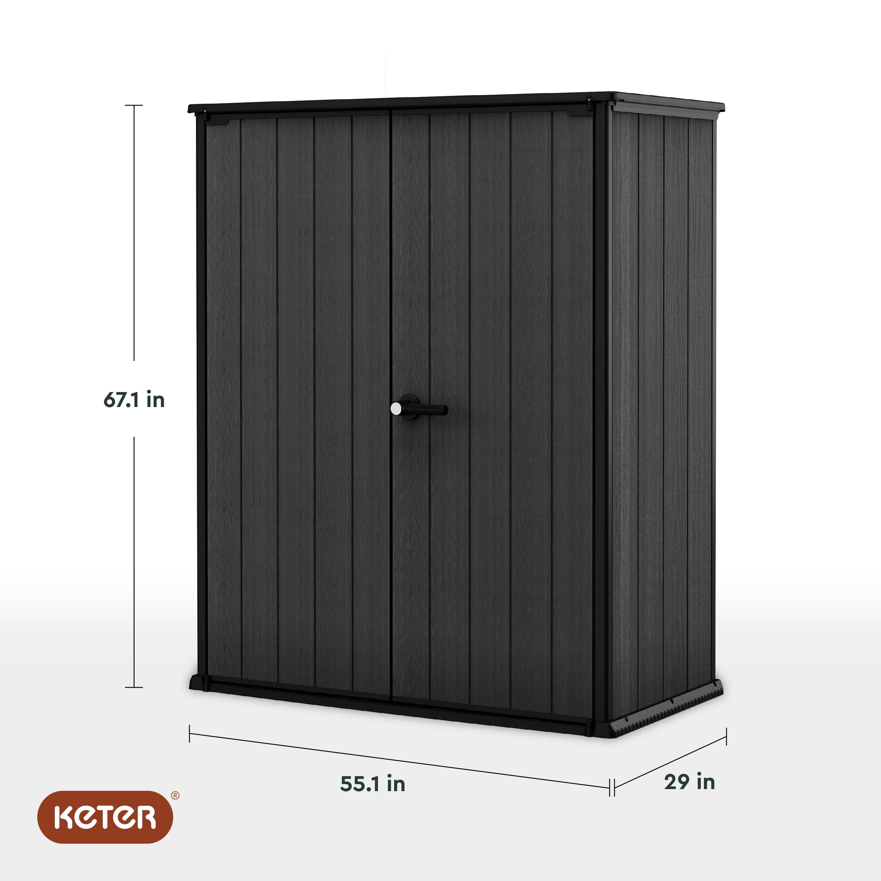 Cortina Alto Vertical Durable Resin Outdoor Storage Shed with Heavy Duty Floor and Locking Latch Double Doors, Graphite - Image 4