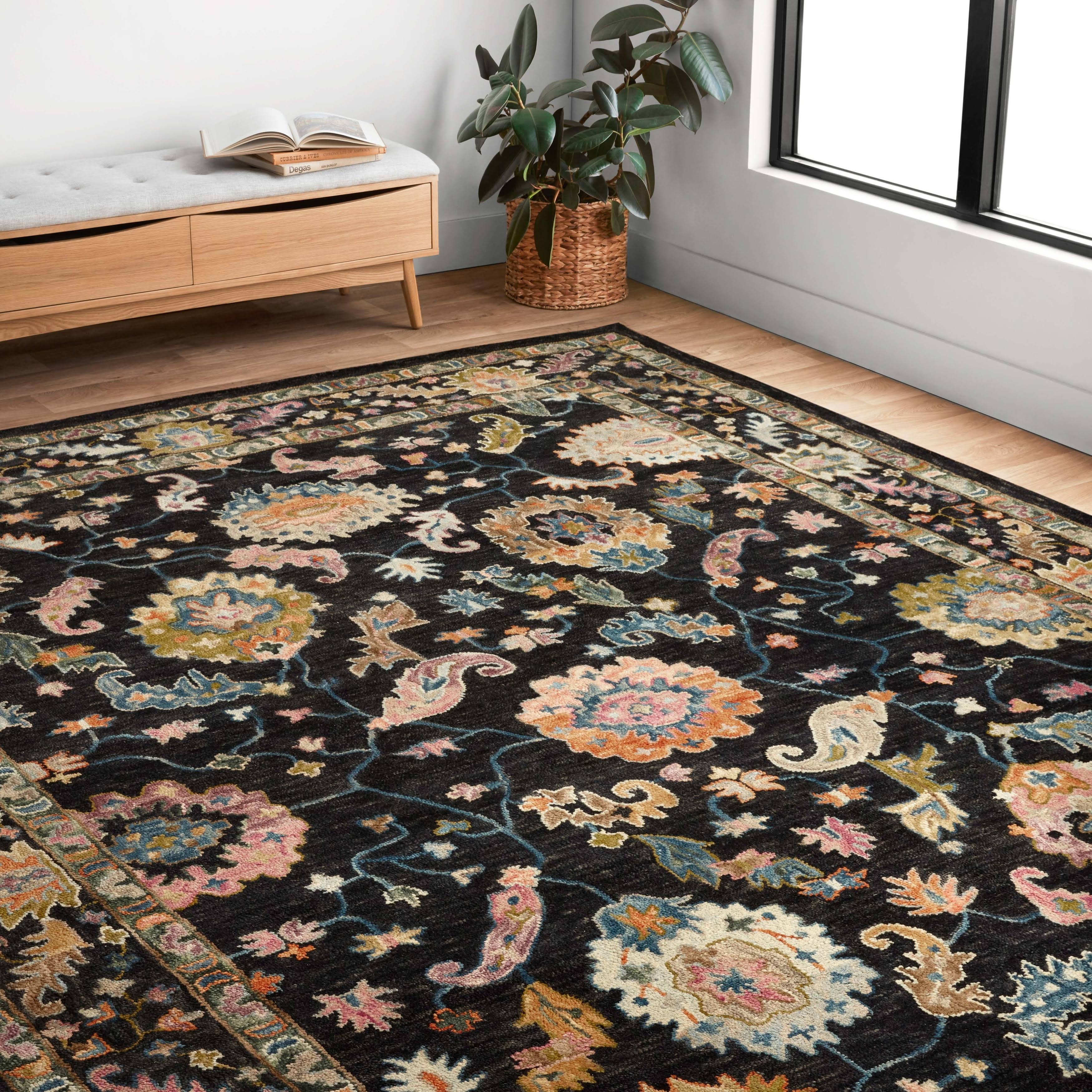 Alexander Home Megan Floral Hand-Hooked 100% Wool Area Rug - 5' x 7'-6