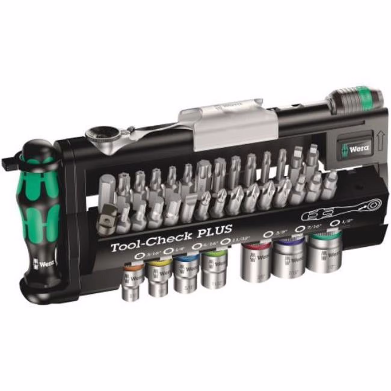 Wera 056491 Tool - Check Plus Bit Ratchet Set with Sockets - Imperial