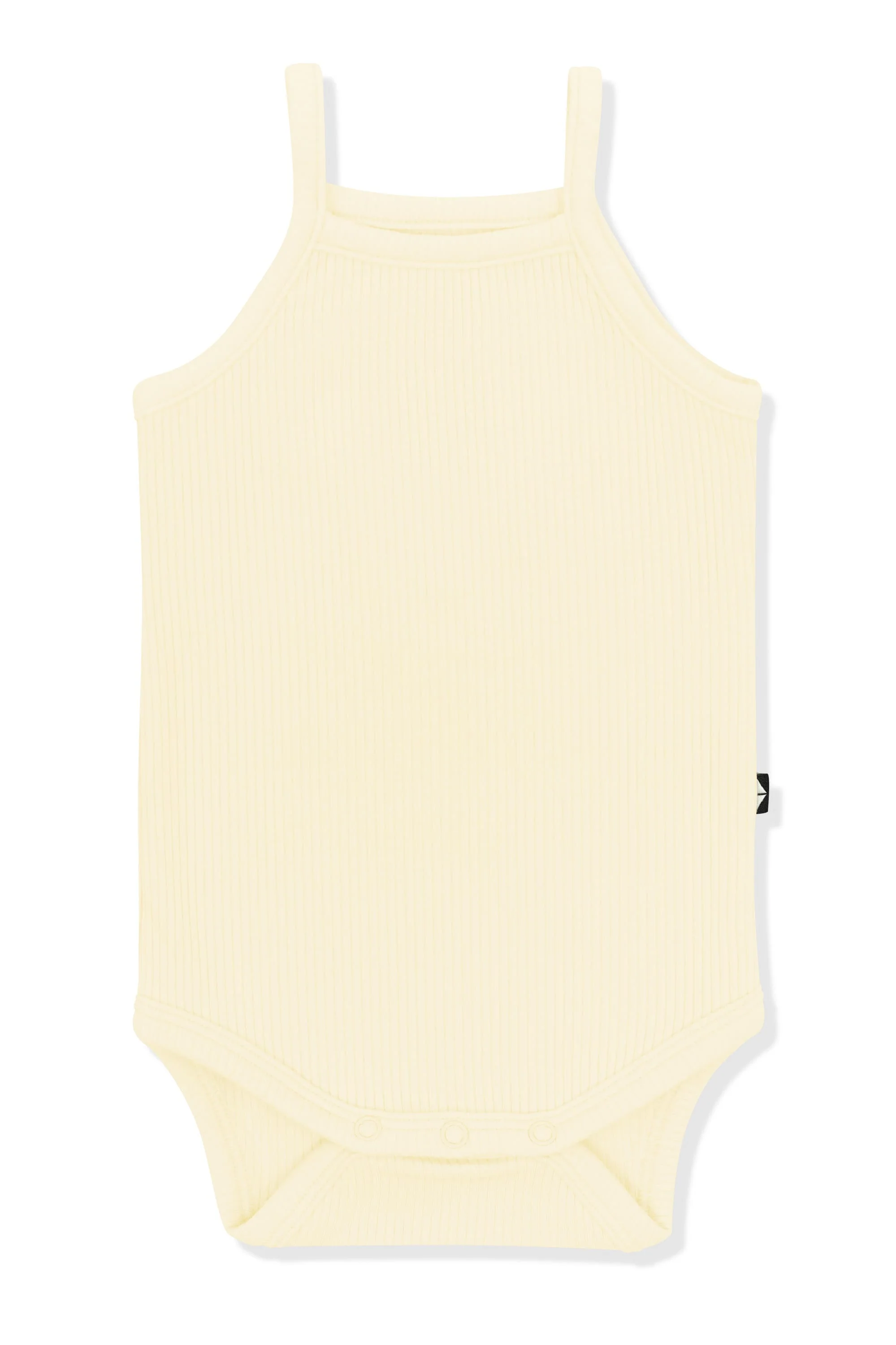 Ribbed Spaghetti Strap Bodysuit in Chamomile