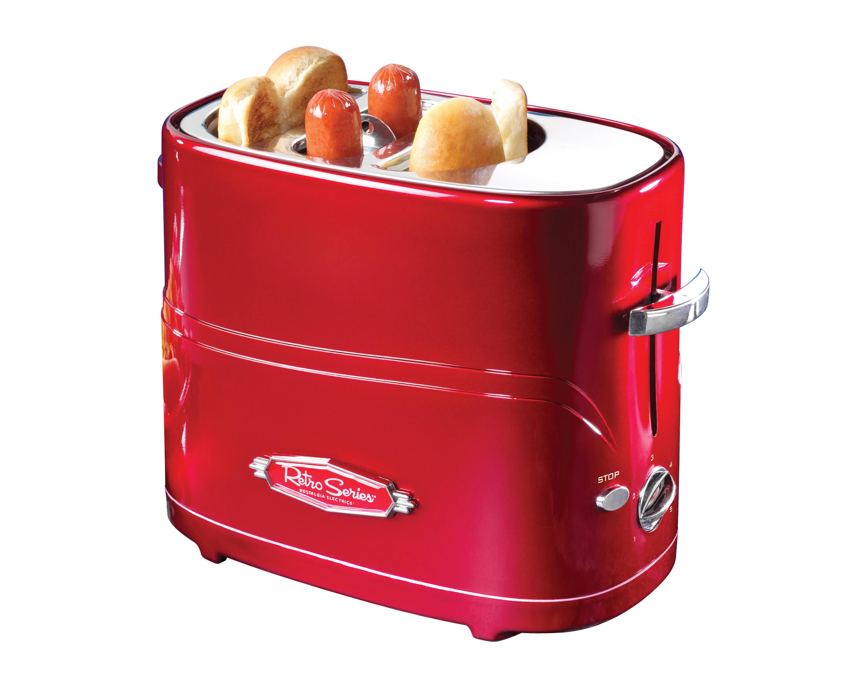 Nostalgia Retro Pop-Up Hot Dog Toaster, Red