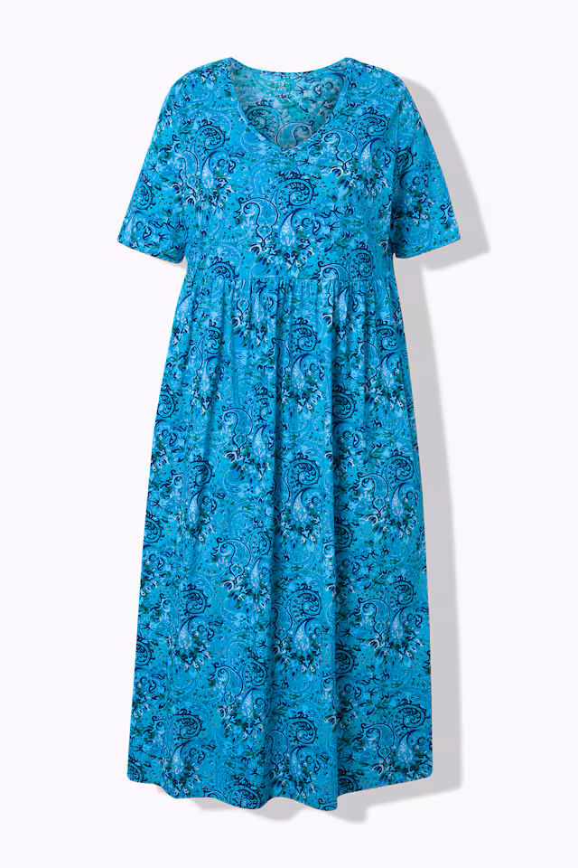 Paisley Print Empire Knit A-Line Pocket Dress