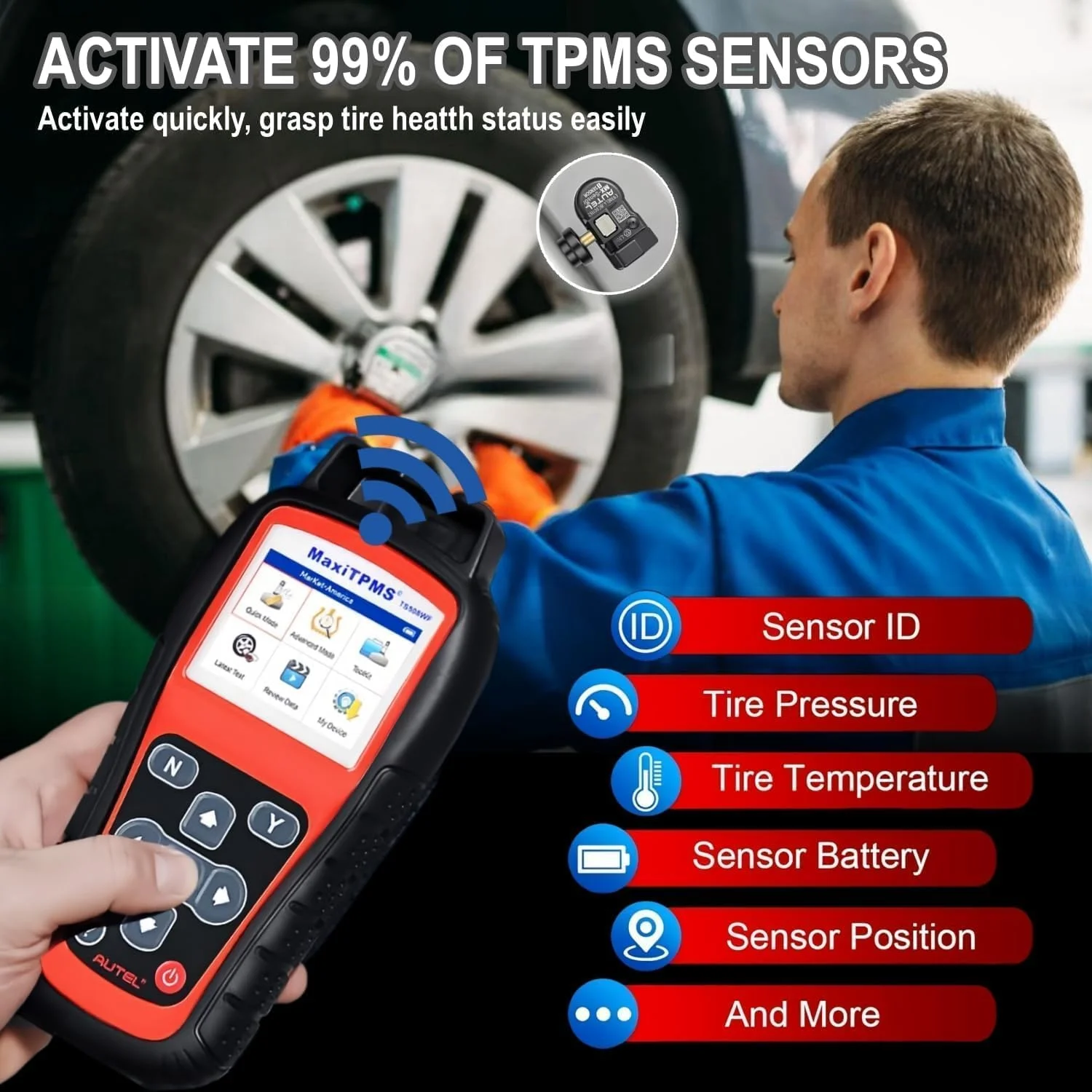 MaxiTPMS TS508WF TPMS Relearn Tool Upgrade of TS508 TS408 TPMS Tool Activate/Relearn All Sensors Program Sensors TPMS Reset/Diagnosis Read/Clear TPMS Code Free Lifetime Update - Image 5