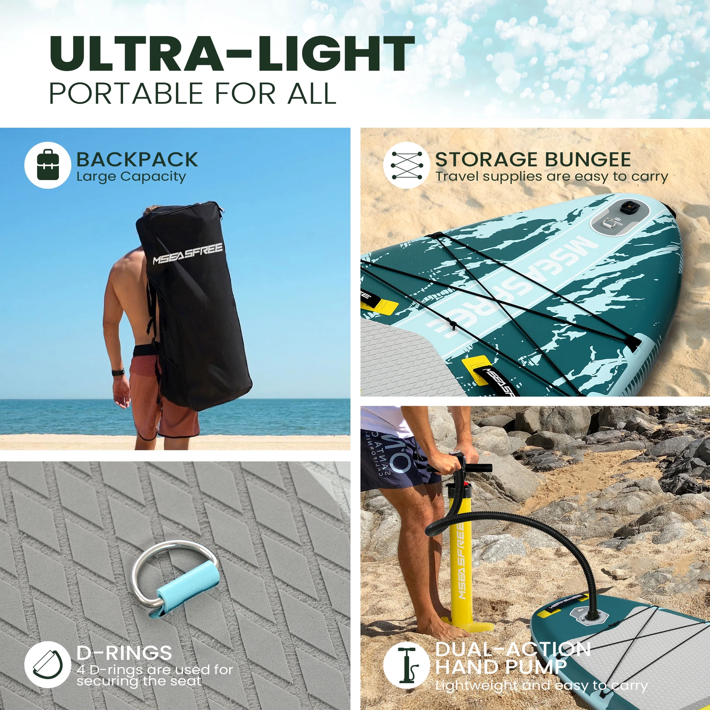 11.5 ft Inflatable Paddle Board All-Purpose Fishing Stand up Paddle Board with Full SUP Accessories(Without Seat/Green) - Image 5