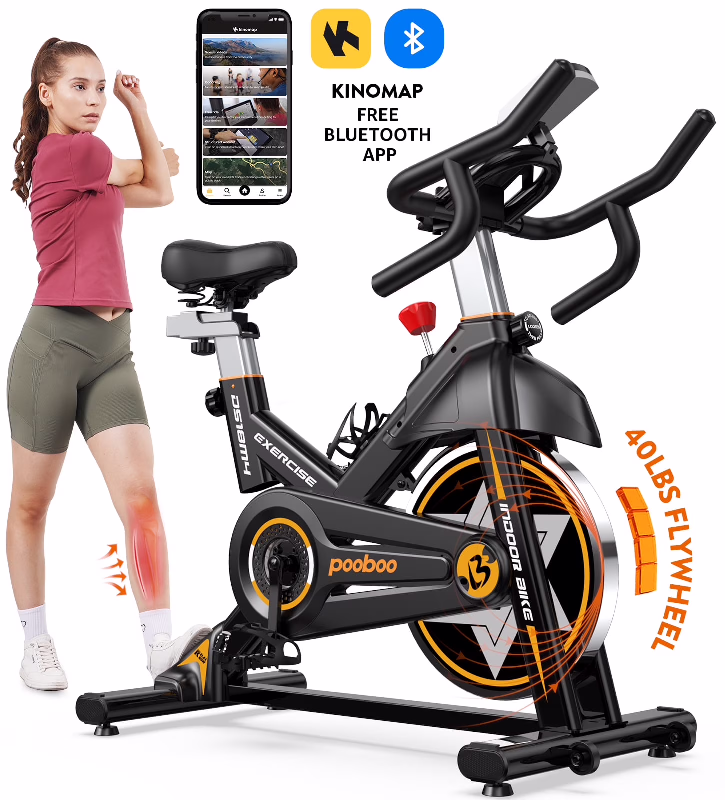 Commercial Built-in Bluetooth Fan Exercise Bike, Adjustable Air Resistance with Dual-Action Handlebars, Heavy Duty Indoor Cycling Bike for Home Gym Traininning, 350lbs Arm/Leg Cardio Workout(Air) - Image 3