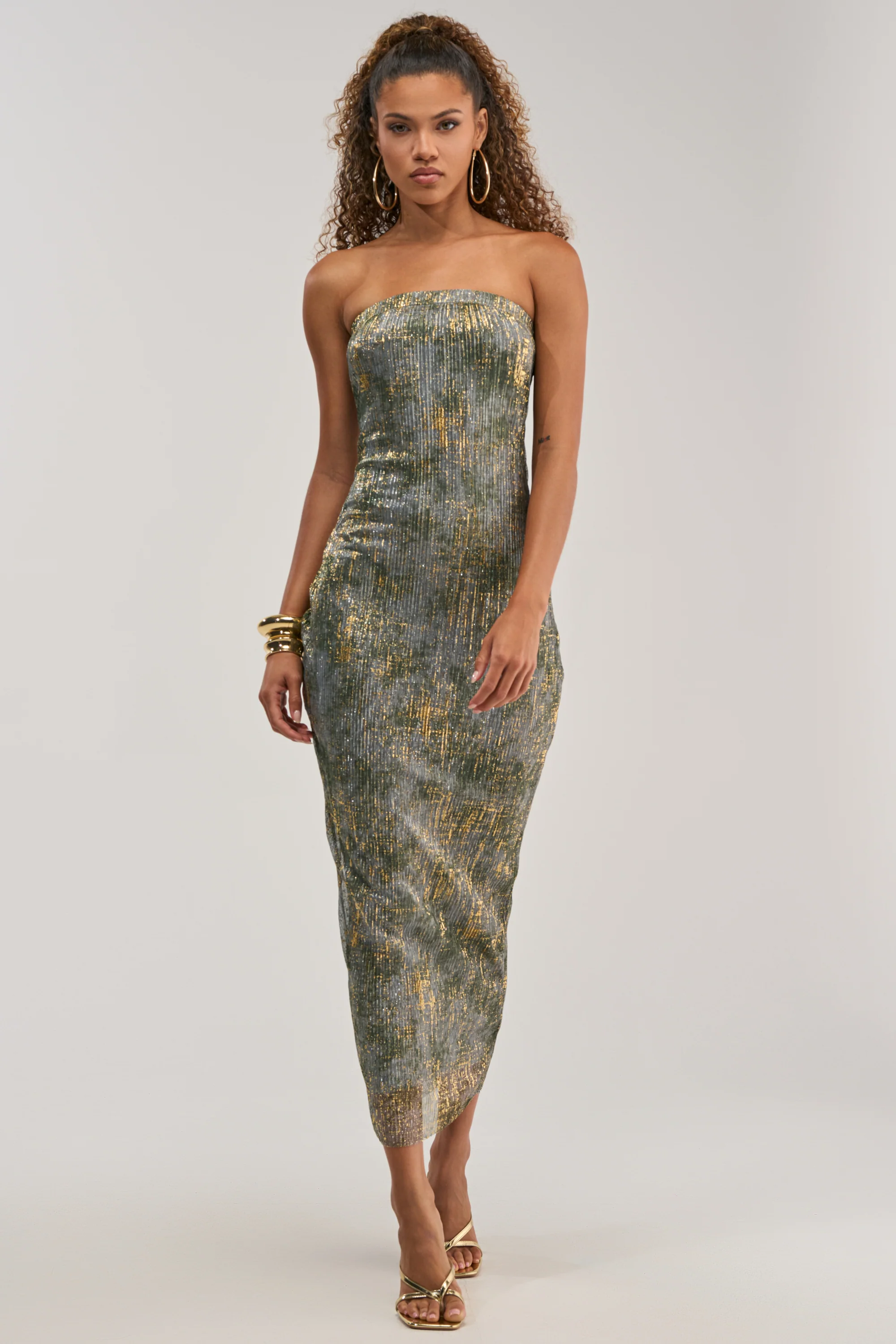 CHAMPAGNE GLOW STRAPLESS MAXI DRESS - Akira Store