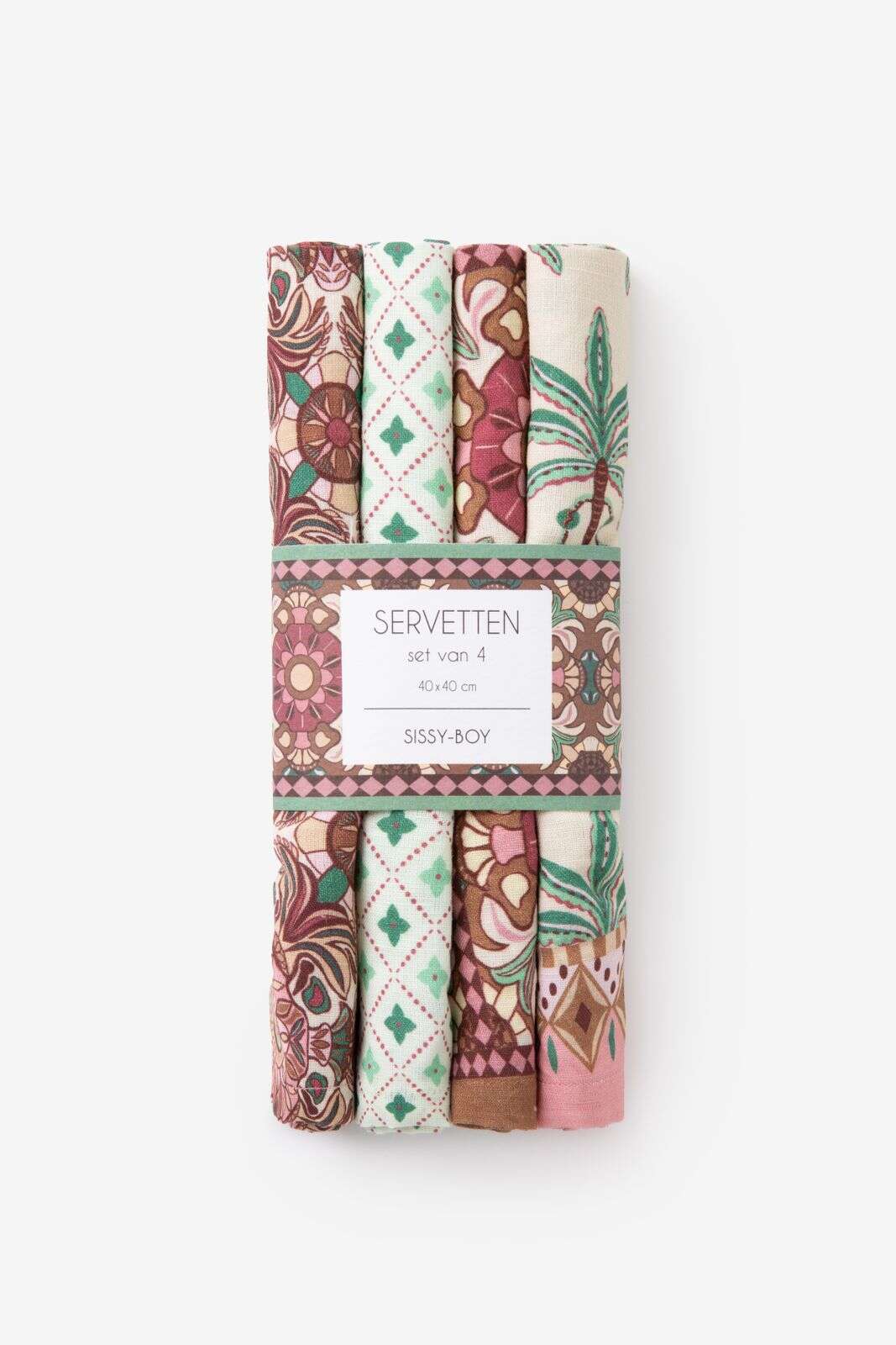 Set van 4 servetten met print