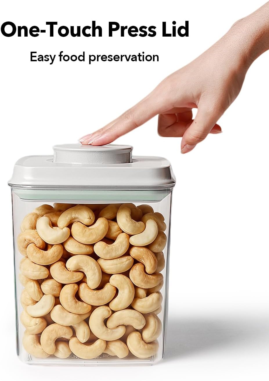Airtight Food Storage Containers Set with One-Touch Lid, 2-Pack (2.8 QT / 2.65 L) Stackable PET, Best for Cereal, Flour, Rice & Baking Organizers