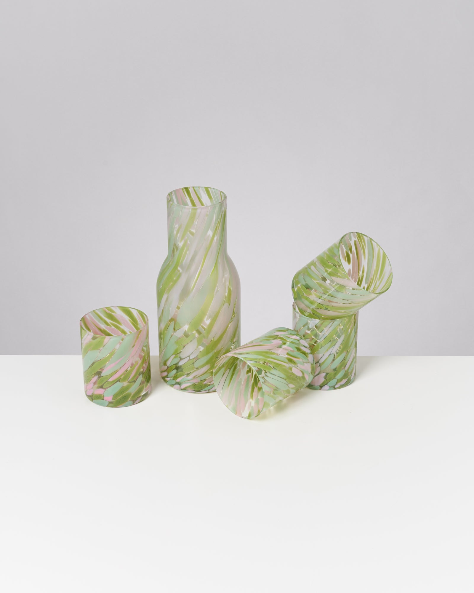 JOIA - LARGE GLASS DROPS GREEN PINK SET OF 5