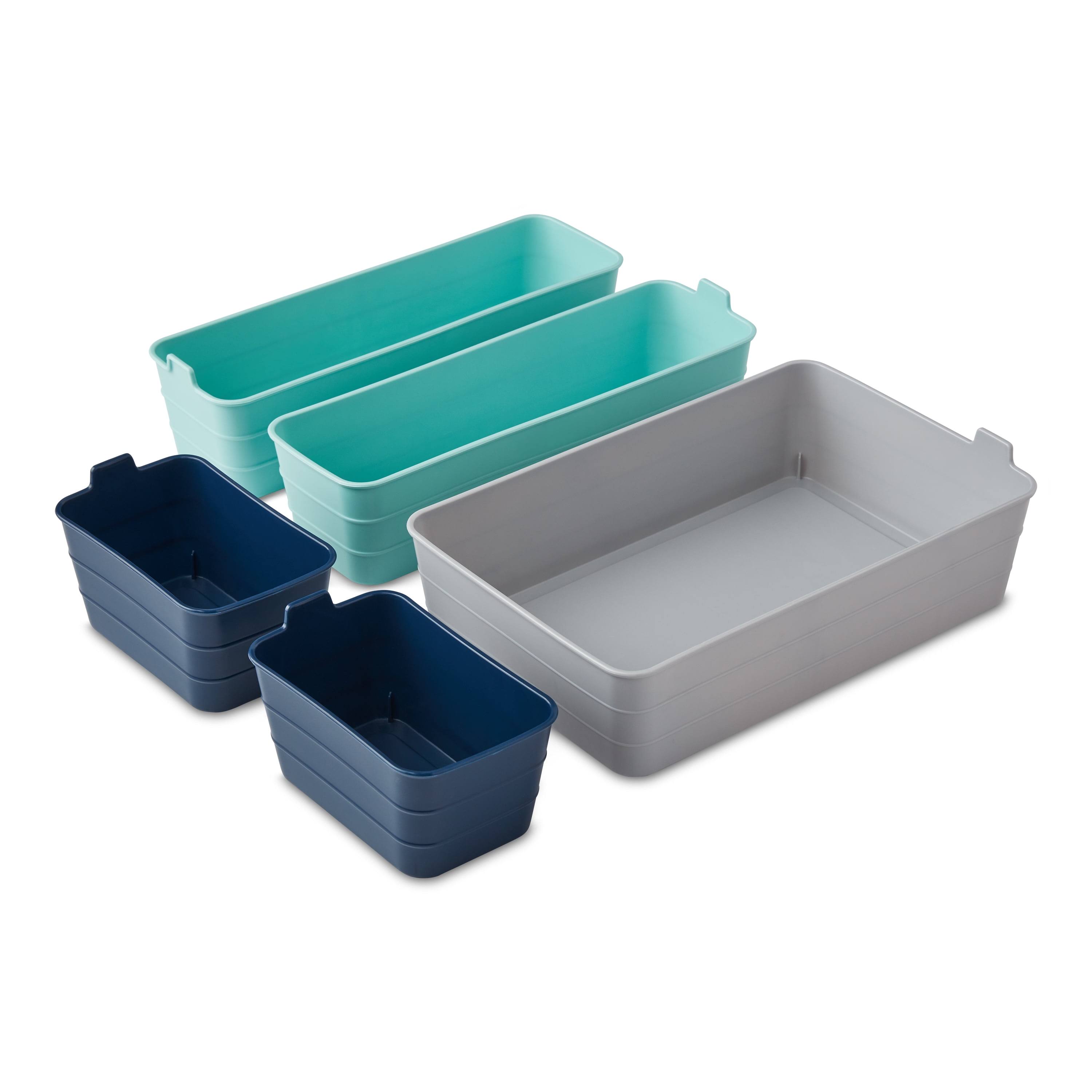 Mainstays Set of 5 Flexible Drawer Storage Organizers, Blue