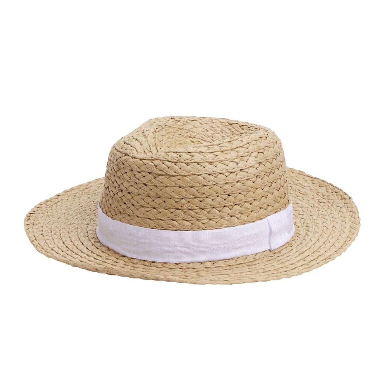 Chapeau de paille style Panama avec ruban 34x33,5xH11cm (3 modèles)