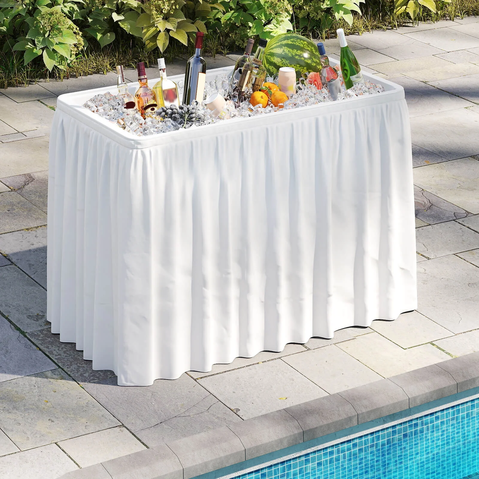 4 Foot Ice Cooler Folding Table Outdoor Portable Ice Bin Table with Large Sink - Image 4