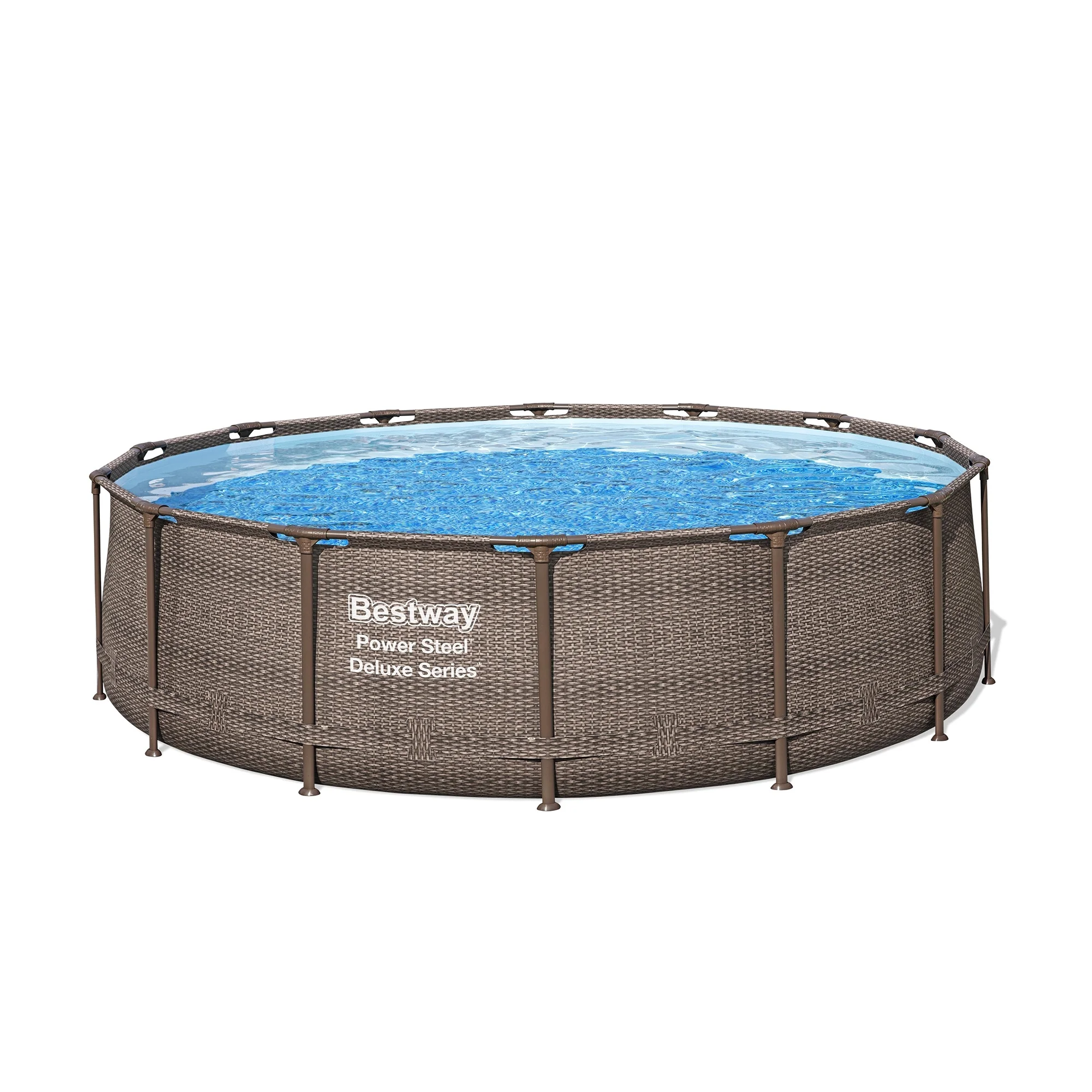 Power Steel 14' x 42" Round Above Ground Outdoor Swimming Pool Set(14ft. X 42in./Brown) - Image 6