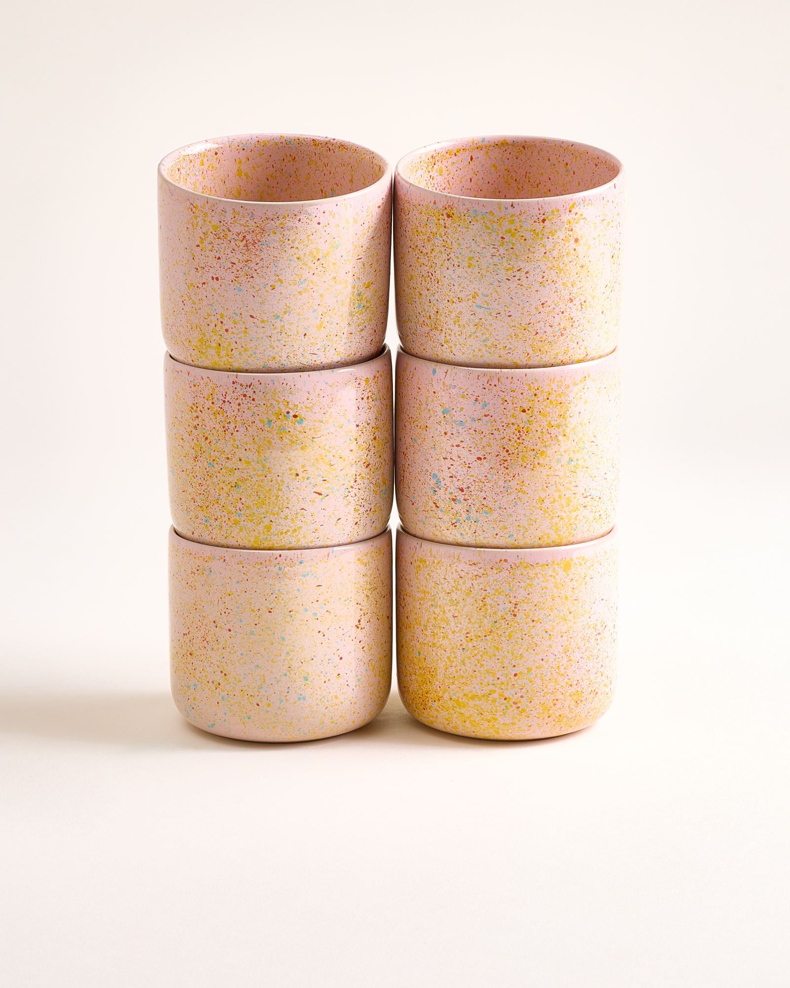 NÓDOA - LARGE CUP SPECKLED PINK SET OF 6