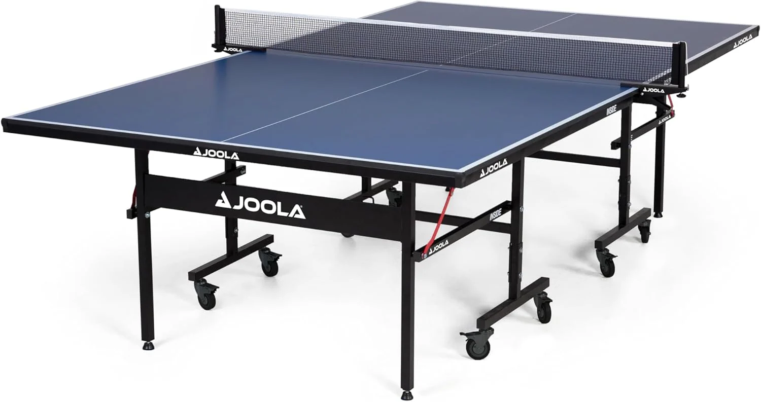 Table de ping-pong d'intérieur professionnelle en MDF avec filet et poteaux à fixation rapide - Montage facile en 10 minutes - Qualité tournoi - Pliable avec mode solo
