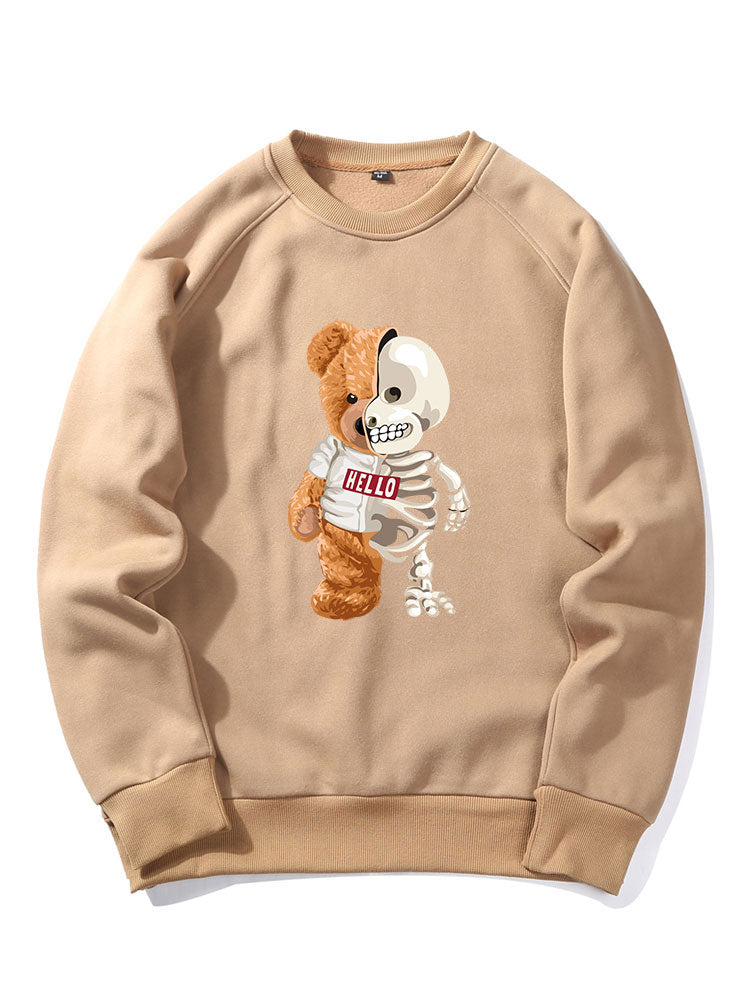 Sweat-shirt à manches raglan imprimé ours squelette