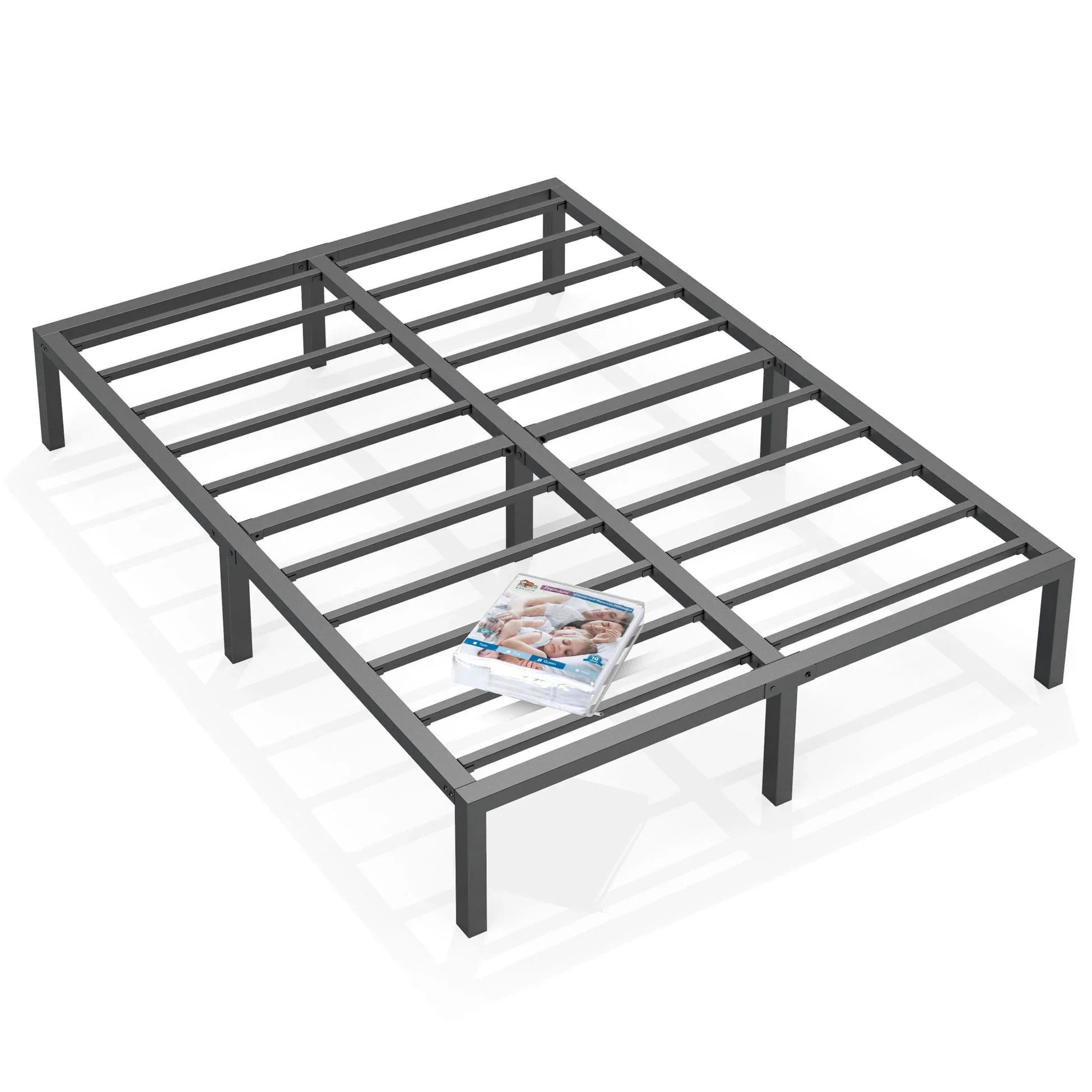 Nazhura Queen Size Metal Platform Bed Frame Mattress Foundation Black