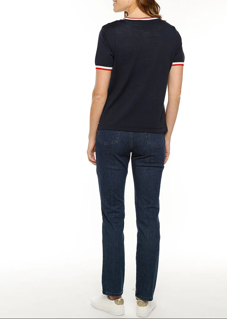 T-shirt femme en laine mérinos bleu marine