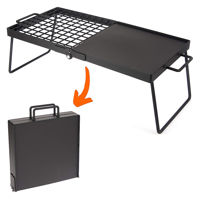 Modern Heavy Duty Steel Powder Coated Folding Camping Cooking Grate Over Fire Pit Campfire BBQ Grill