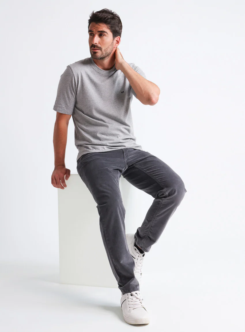 Pantalon homme velours côtelé en coton Gris Foncé