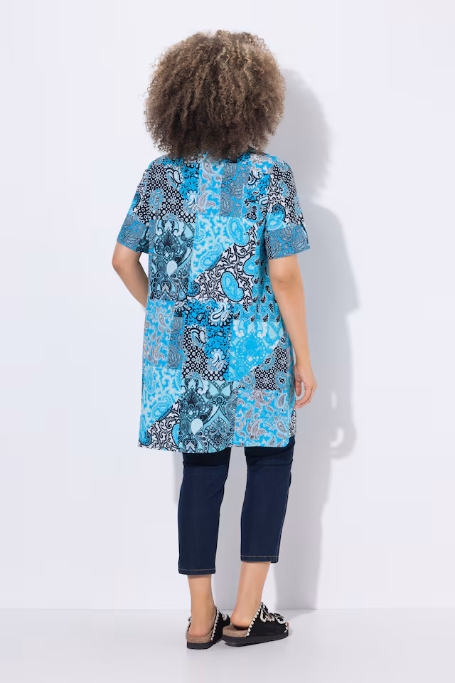 Patchwork Paisley Short Sleeve Knit Tunic