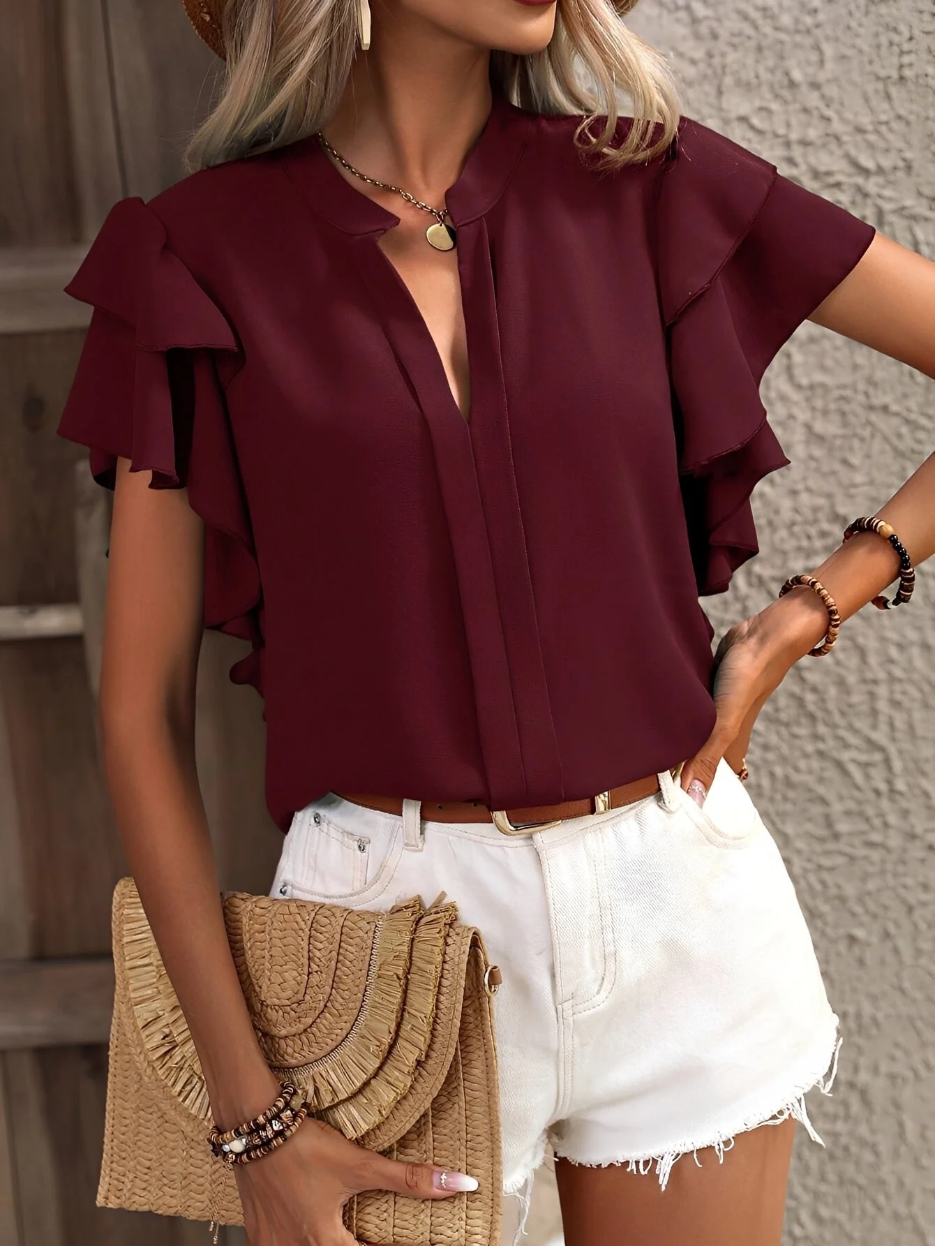 Louisa - Blouse Sans Manches à Col en V