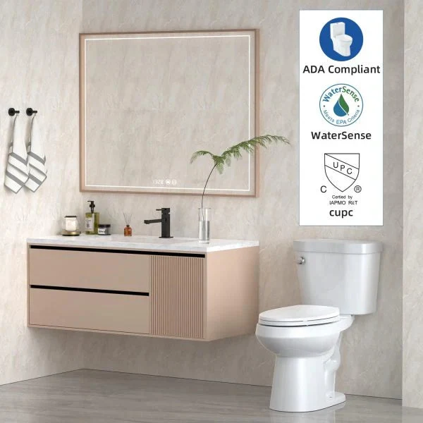 21TOILET, Elongated Toilets for Bathrooms, Two-piece Toilet with Soft Close Seat, 1.28 Siphonic Flush Toilet with Universal Height Ada…