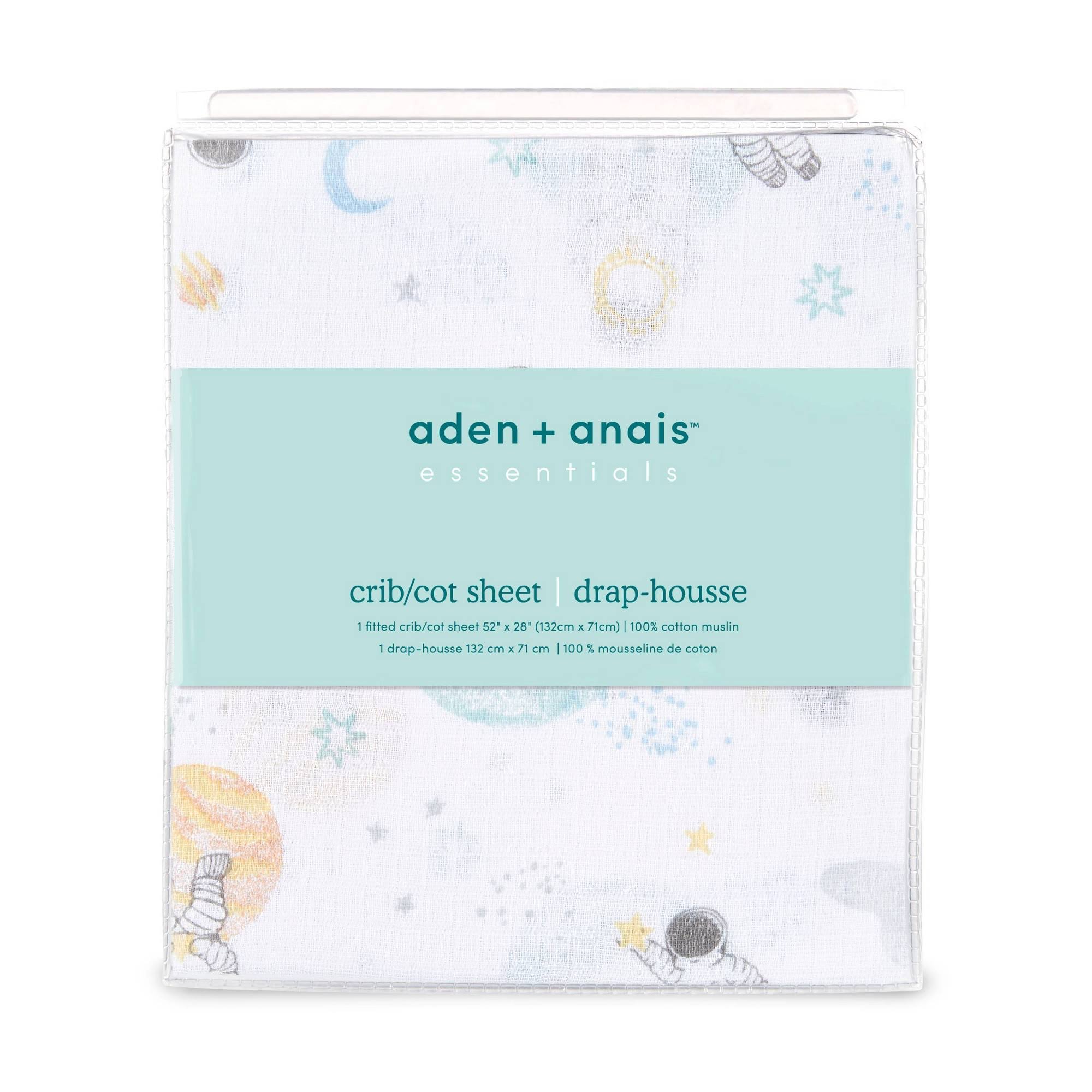 Aden + Anais Essentials Space Muslin Fitted Crib Sheet In Blue