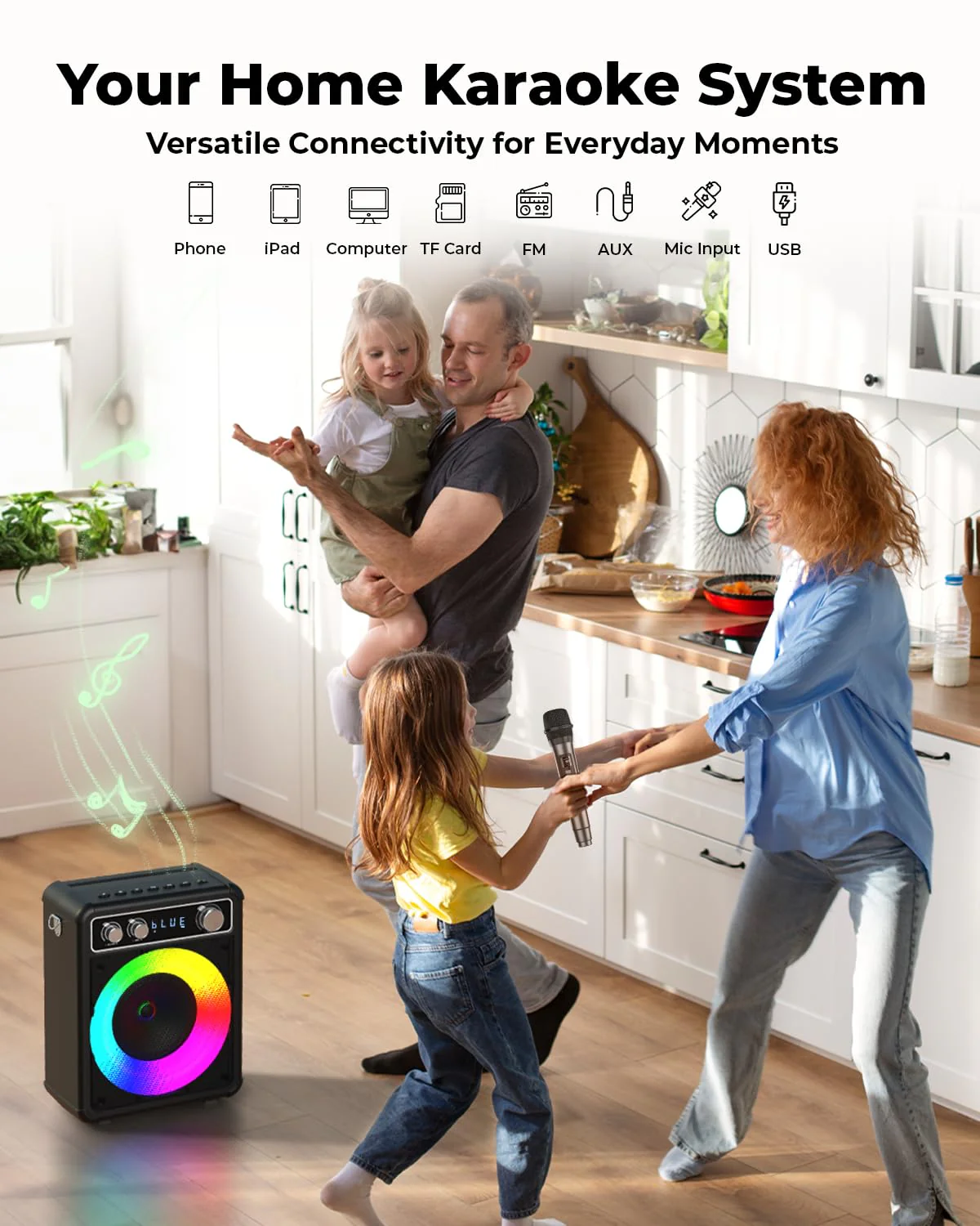 BONAOK Karaoke Machine. Portable Bluetooth Speaker
