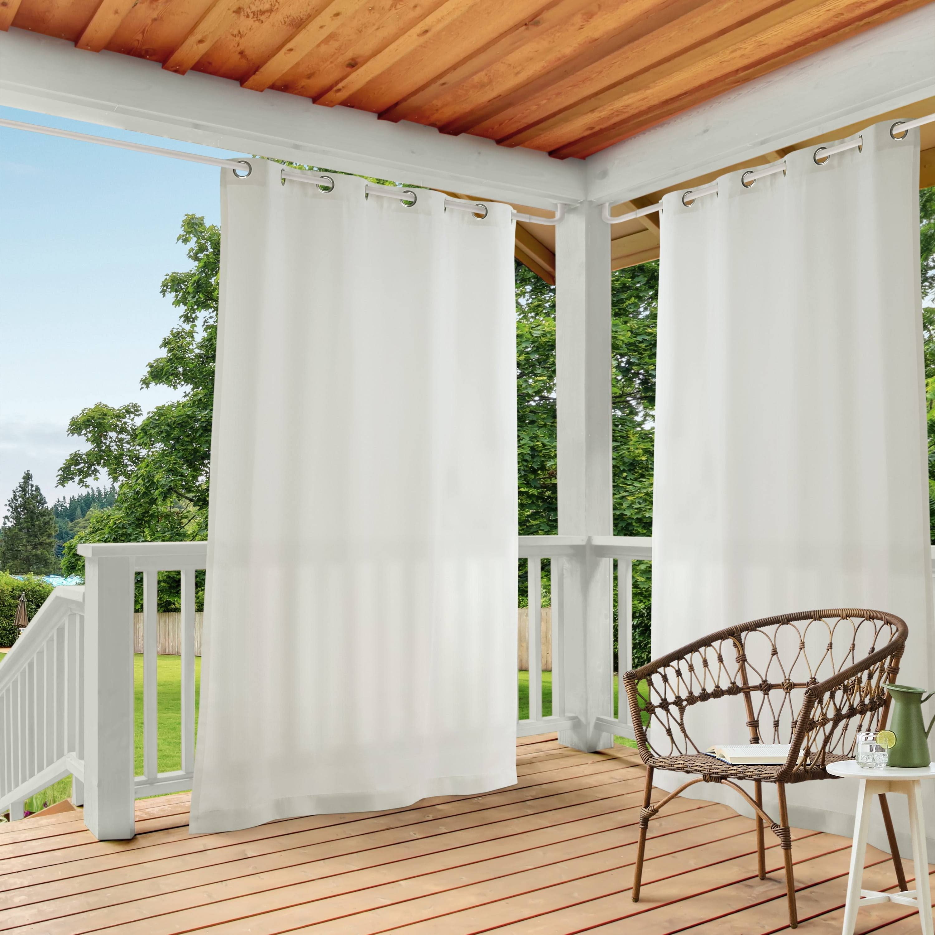 Exclusive Home Curtains Indoor/Outdoor Solid Cabana Grommet Top Curtain Panel Pair, 54x96, Vanilla