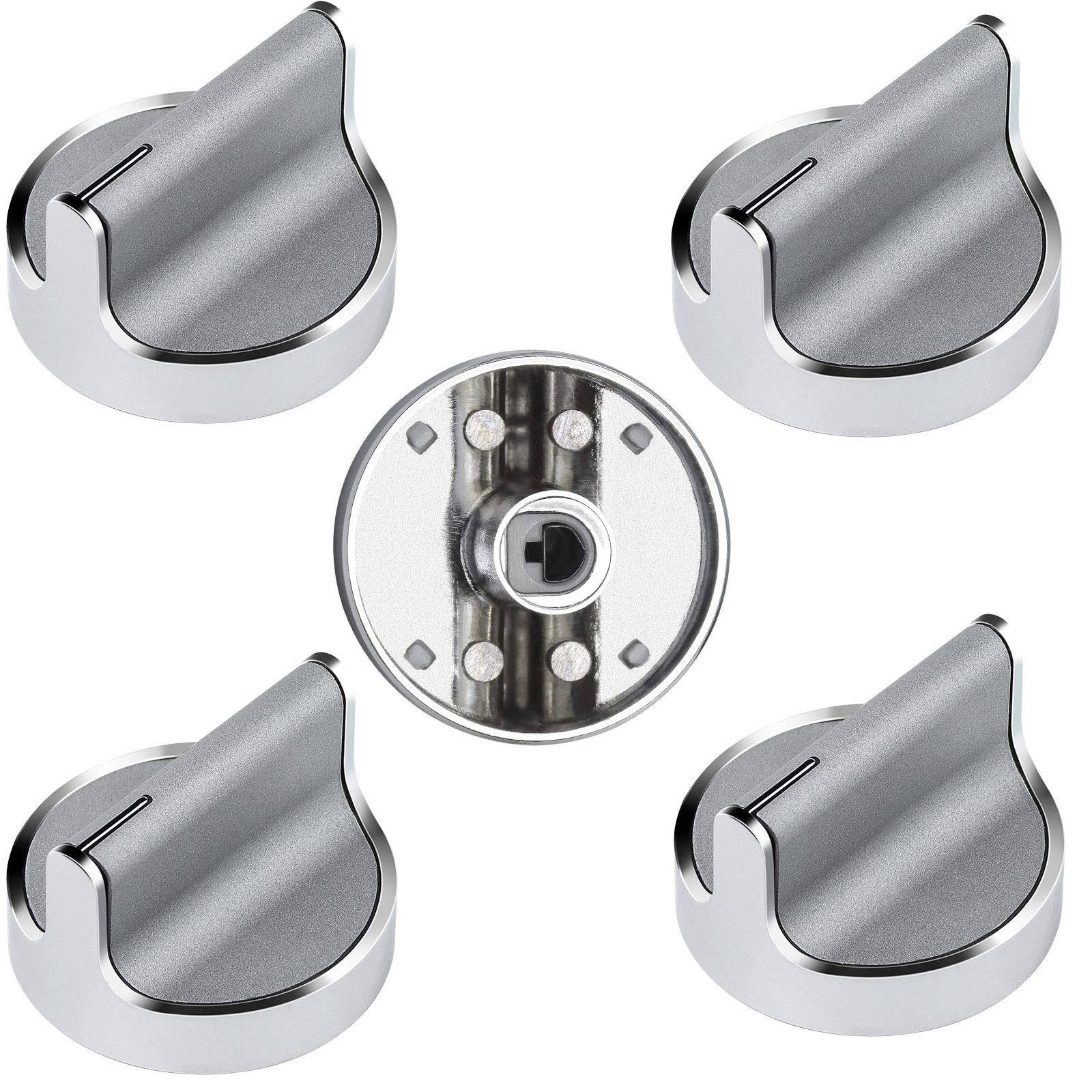 TOMOON W10594481 Stainless Steel Cooker Stove Control Knob 5pcs for Whirlpool GAS Cooktop Range/Oven WCG97US0DS00 WCG97US6DS00,Replaces