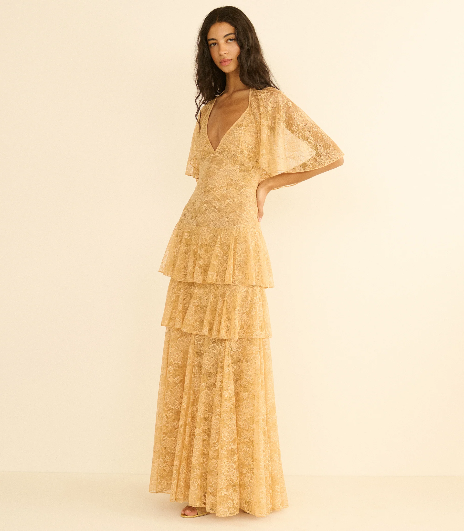 GWYNETH DRESS -- BEIGE PEARL