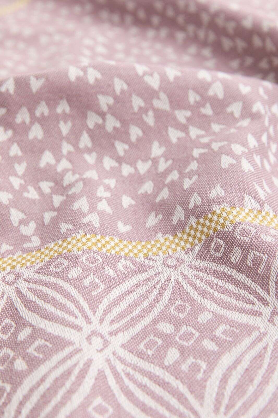 Paarse katoenen theedoek met hartjesprint