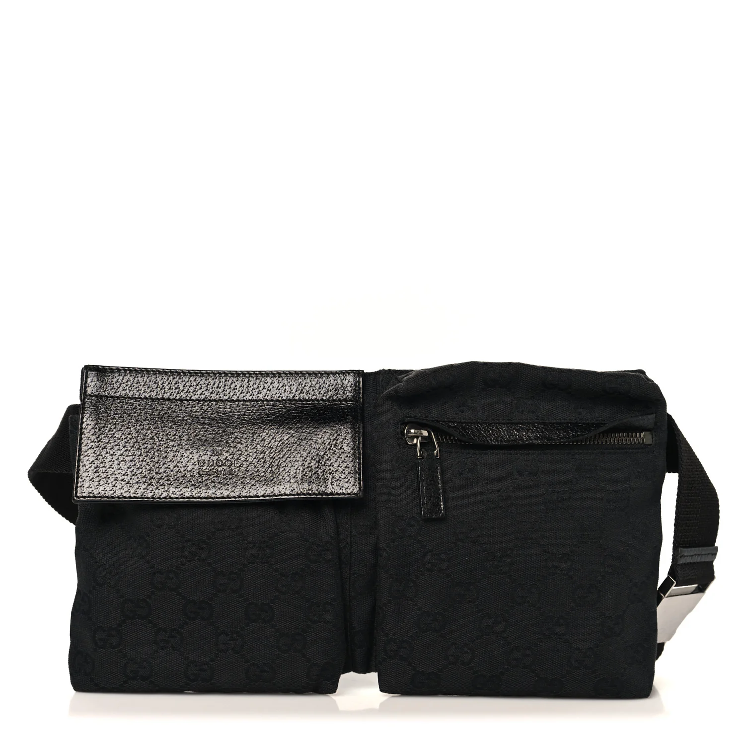 GG Monogram Double Pocket Belt Bag Black