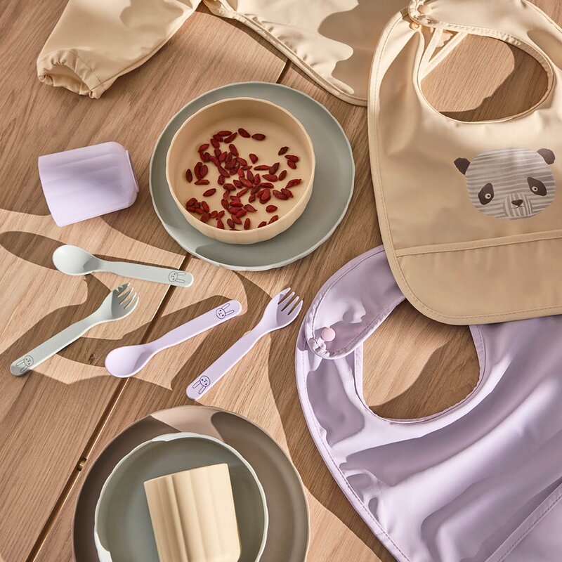 Lun Lun panda smekke 34x27 cm 2 stk Vanilla/Lavender