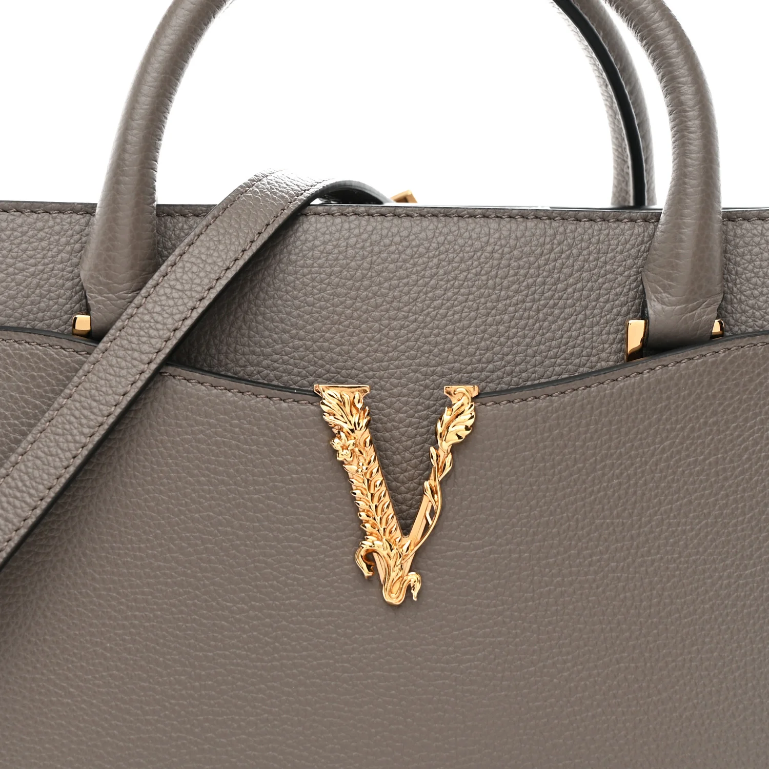 Grainy Calfskin Virtus Top Handle Tote Grey