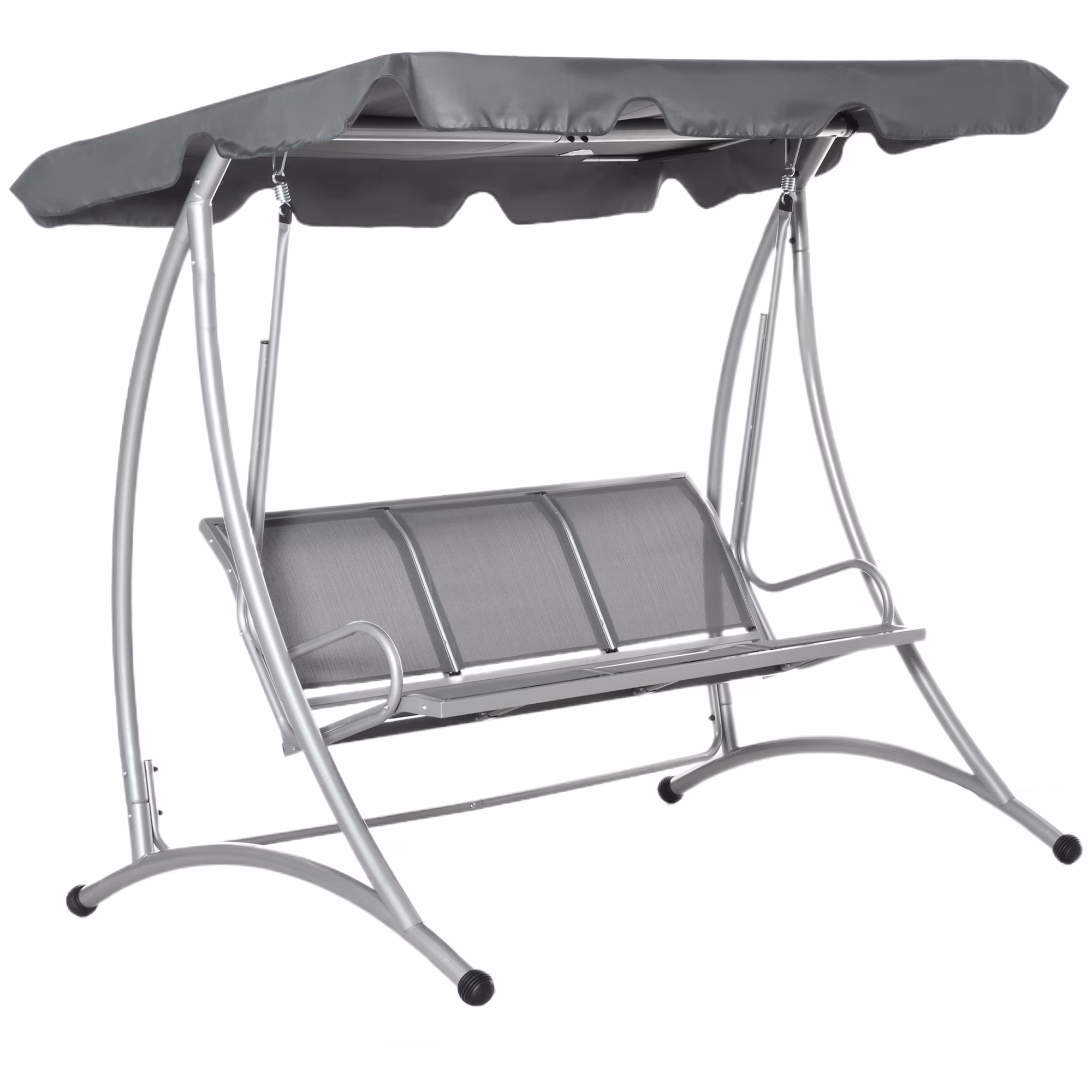 3 Person Patio Swing Seats, Porch Swing with Stand Adjustable Canopy, Heavy Duty Outdoor Swing Chair Bench for Adults, Black(Black) - Image 7
