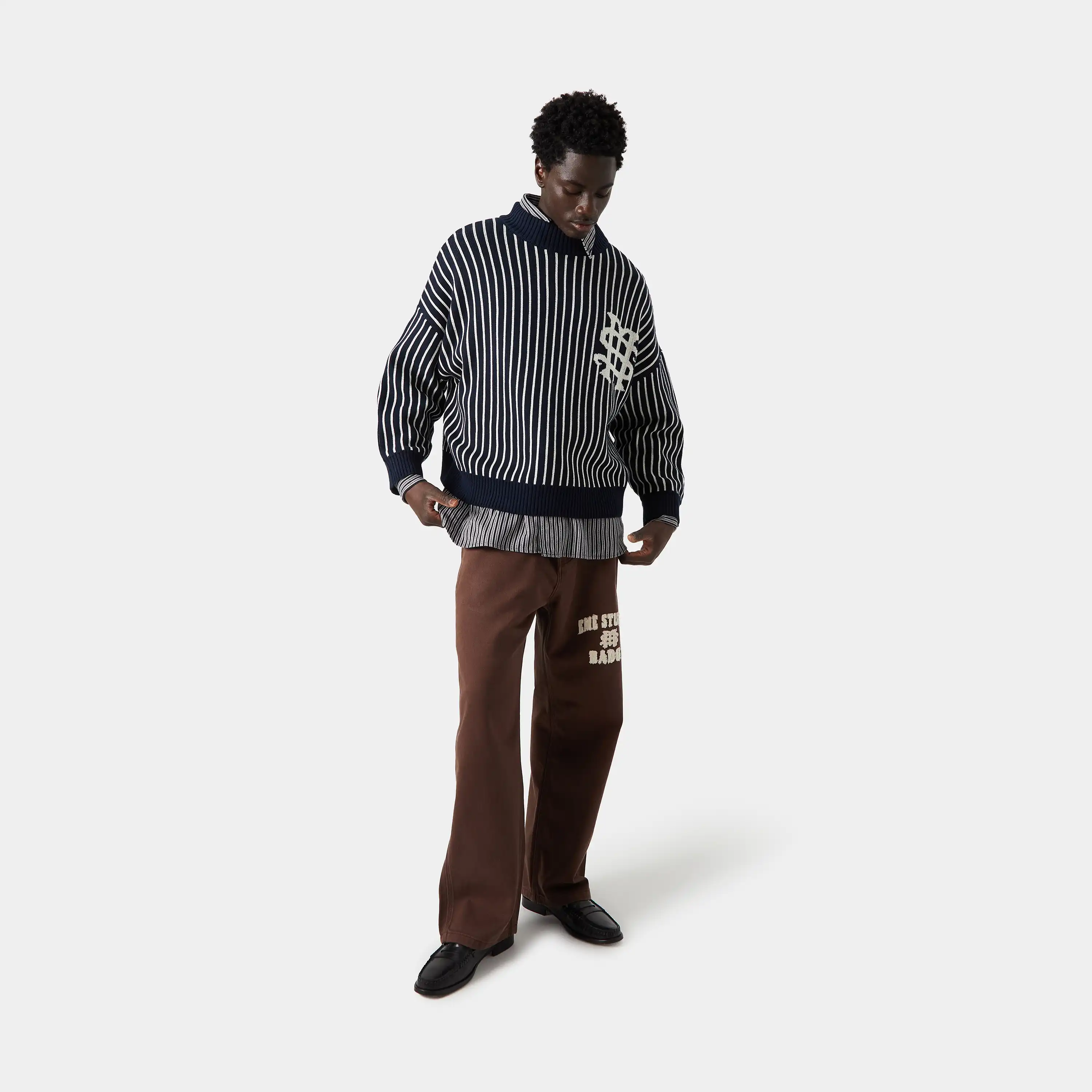 Badge Navy Stripes Knit Sweater