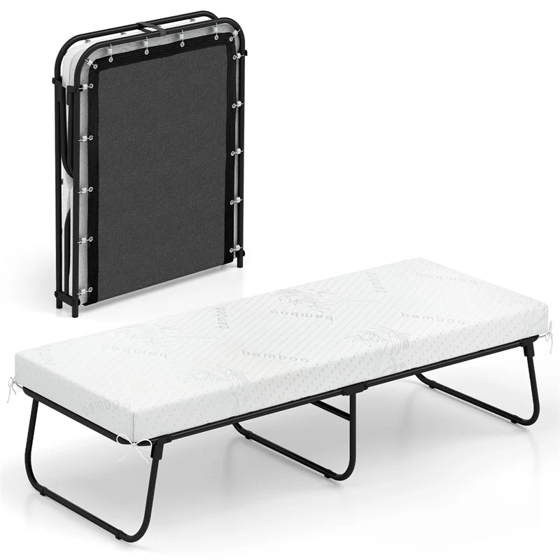 Cot Size Rollaway Guest Bed with Memory Foam Mattress, 75
