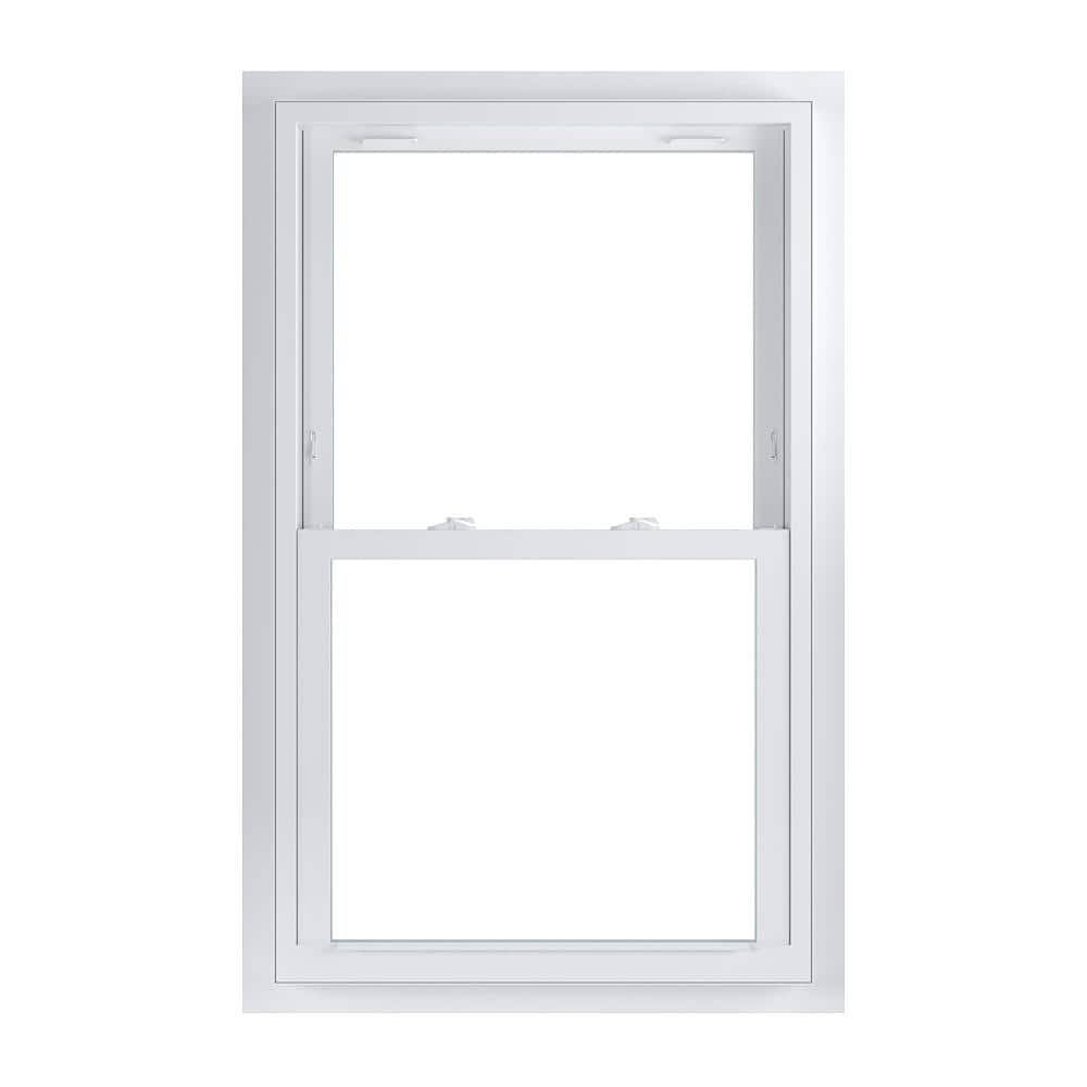 American Craftsman 29.75 in. x 48.75 in. 70 Series Low-E Argon Glass Double Hung White Vinyl Fin with J Window. Screen Incl(29.75 in. X 48.75 in. 70)