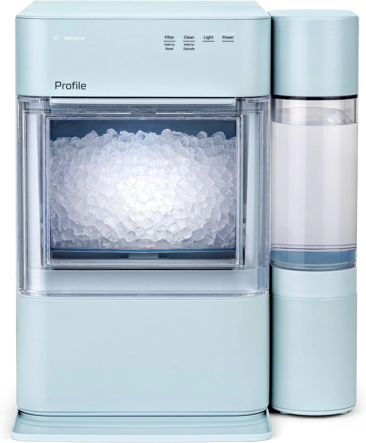 Machine à glaçons GE Profile Opal 2.0 XL avec réservoir de 3,8 litres, glaçons en pépites croquants et faciles à mâcher, pelle incluse, 17 kg en 24 heures, avec Wi-Fi et fonctionnalités intelligentes, en acier inoxydable.