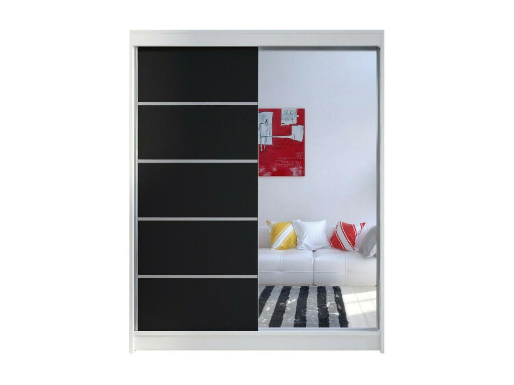 Armario Atlanta 143, Tucasago|Negro, 200x150x58cm, Puertas de armario: Correderas
