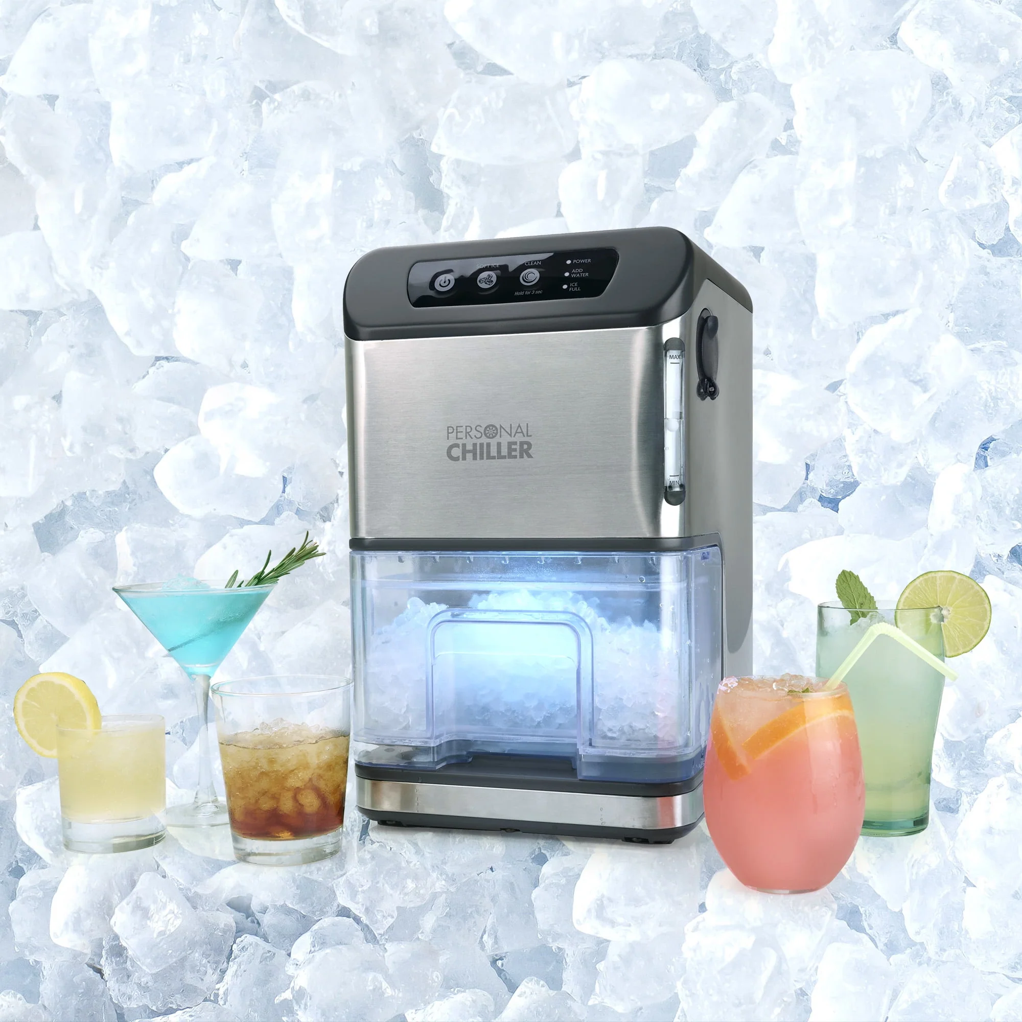 Personal Chiller Portable Countertop Ice Maker, Ice Nuggets, Stainless Steel Image 8