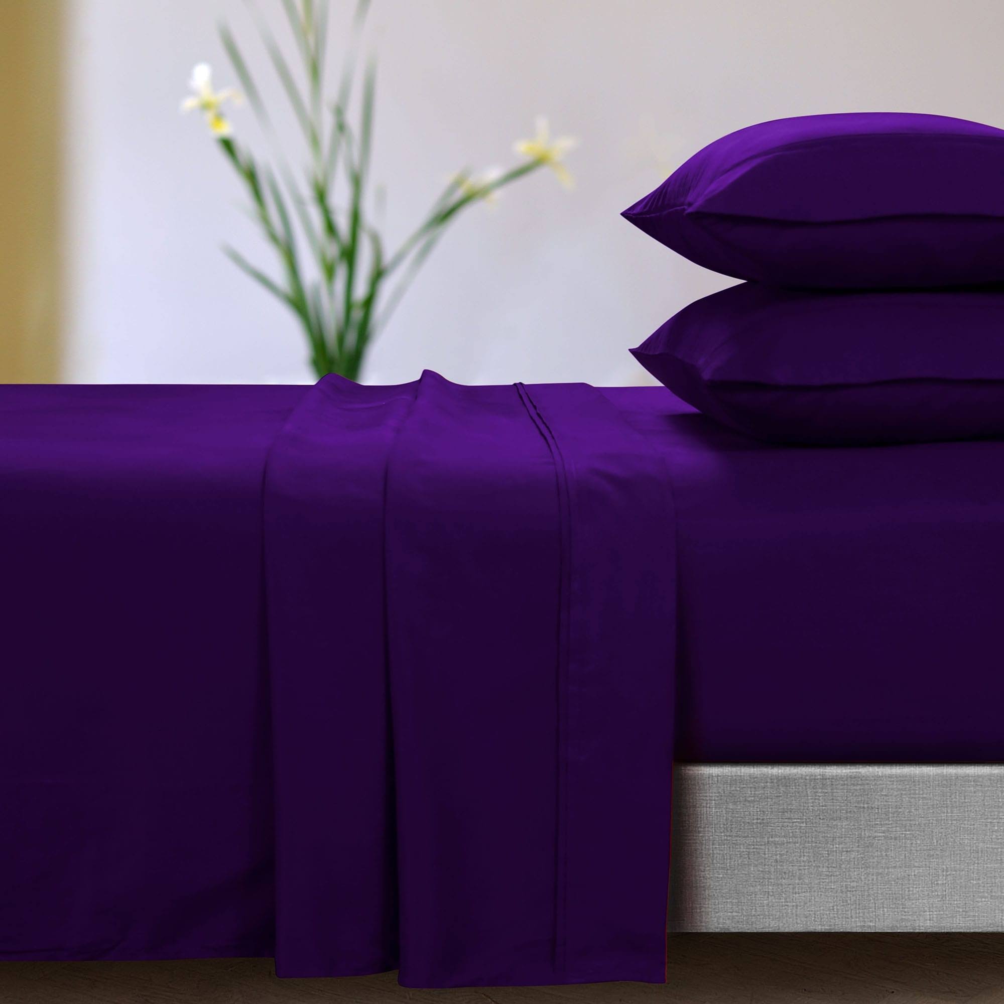 Tribeca Living Microfiber Extra Deep Pocket Sheet Set, Purple