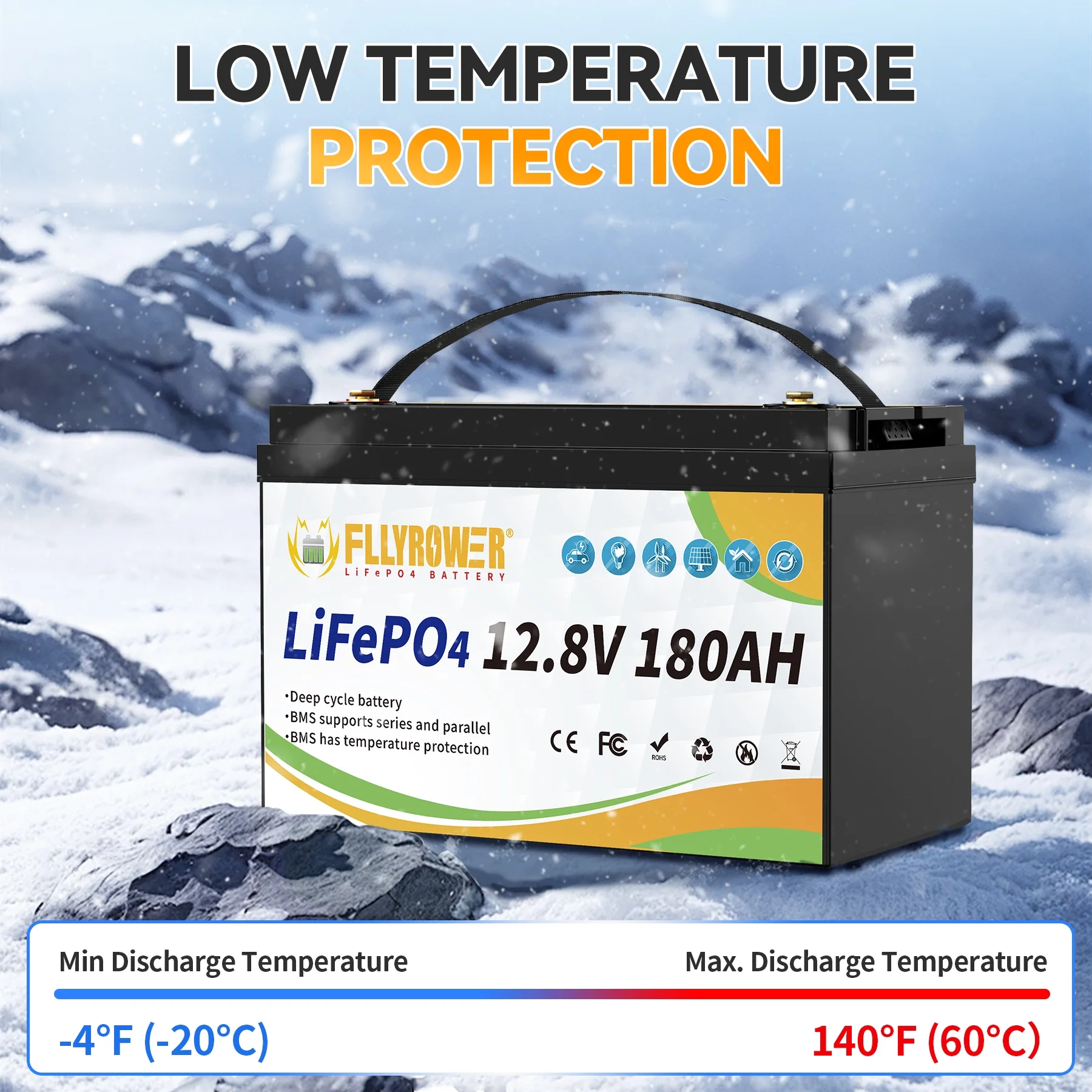 12V 180Ah LiFePO4 Battery with Charger,for Trolling Motor RV Marine Solar Camping off-Grid Boat,15000+Deep Cycles Batteries - Image 8