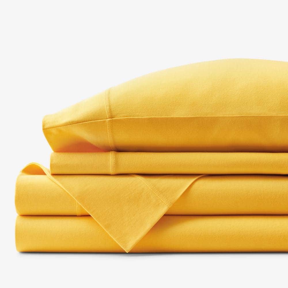 The Company Store Company Cotton 3-Piece Yellow Solid Cotton Jersey Knit Twin Sheet Set