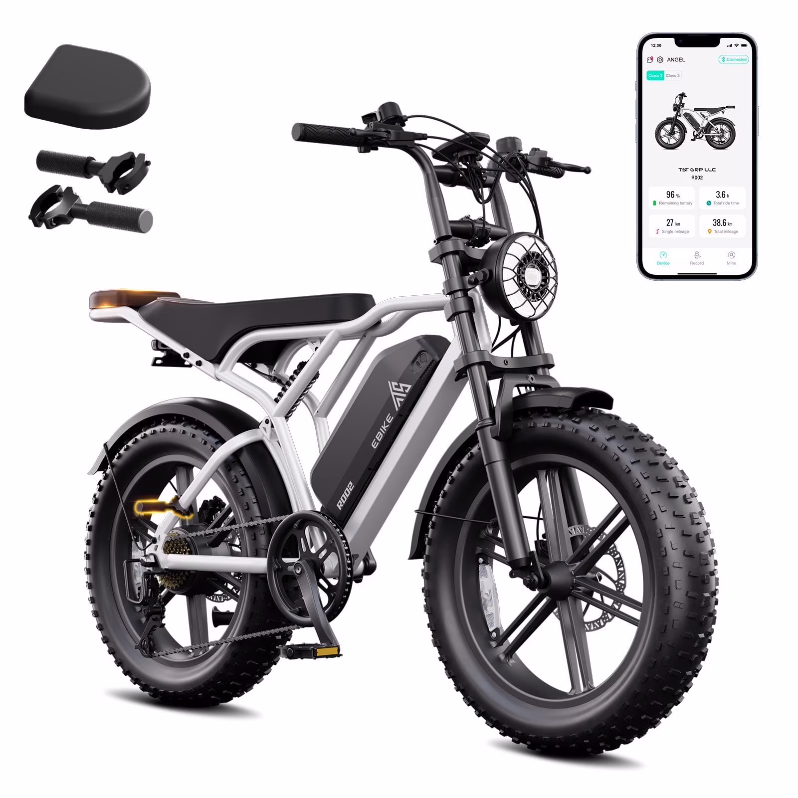 Electric Bike for Adults, 750W Peak 1500W Motor, 20"x4" Fat Tire, E Mountain Bike, 48V/15AH UL2849(R004-15AH-Black(Walmart exclusive)) - Image 7