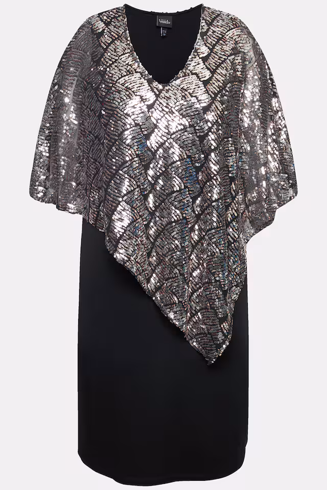 Layered Sequined Cape Dress
